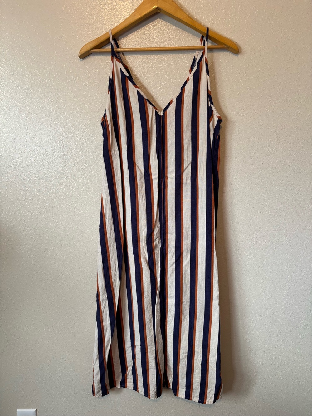 Next linen blend striped cami midi dress